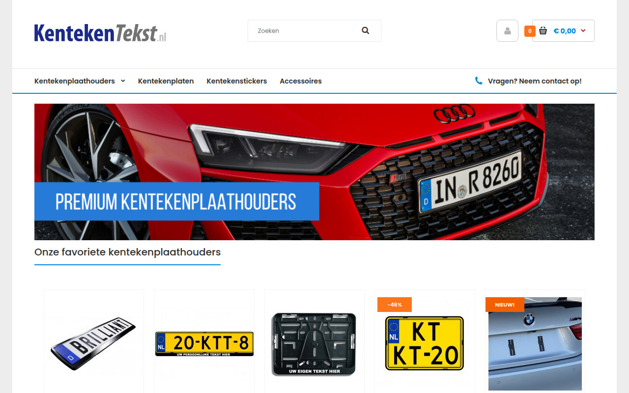 Screenshot van kentekentekst.nl