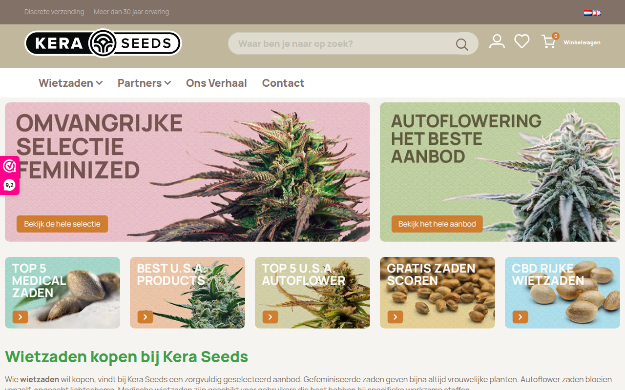 Screenshot van keraseeds.com