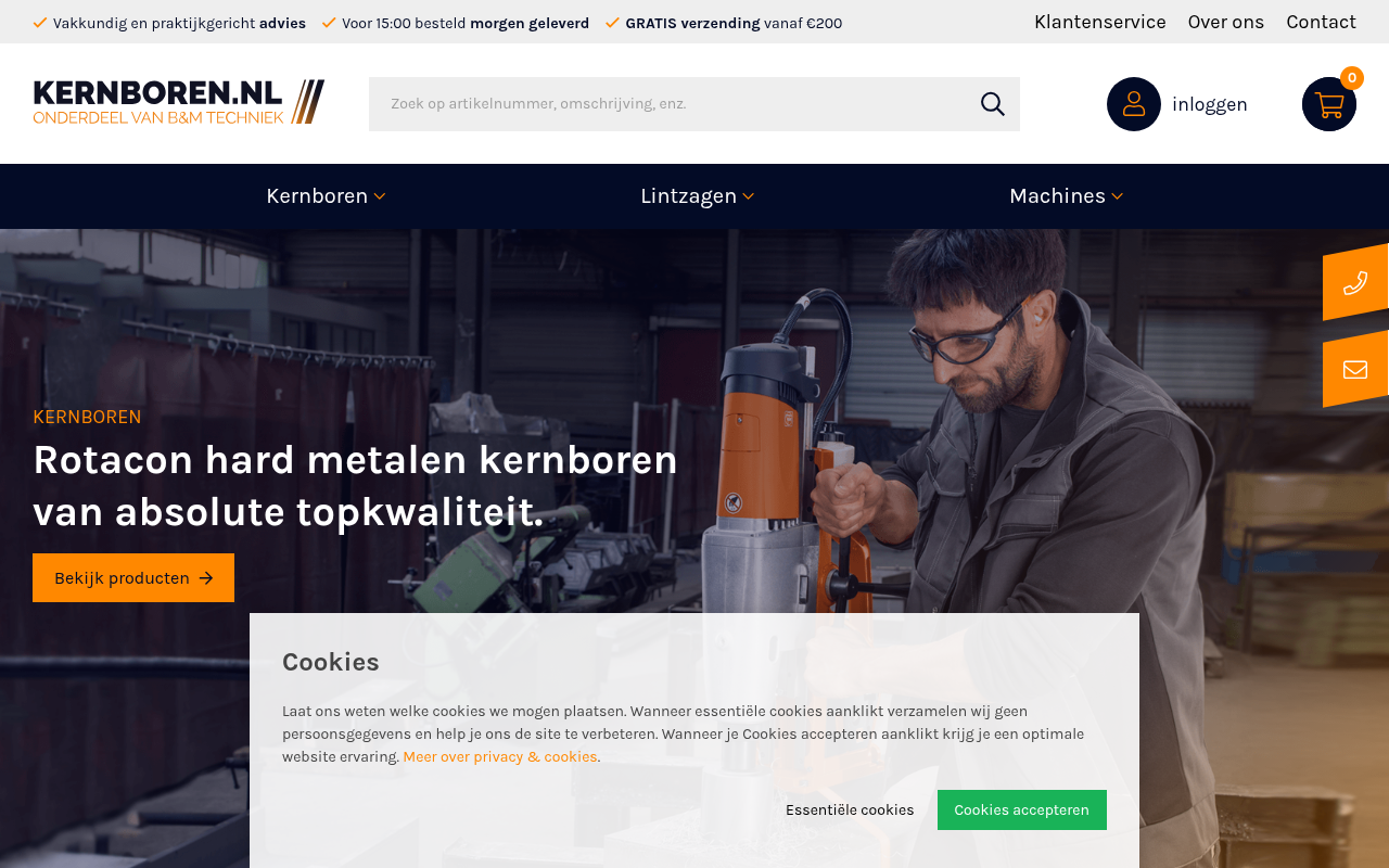 Screenshot van kernboren.nl