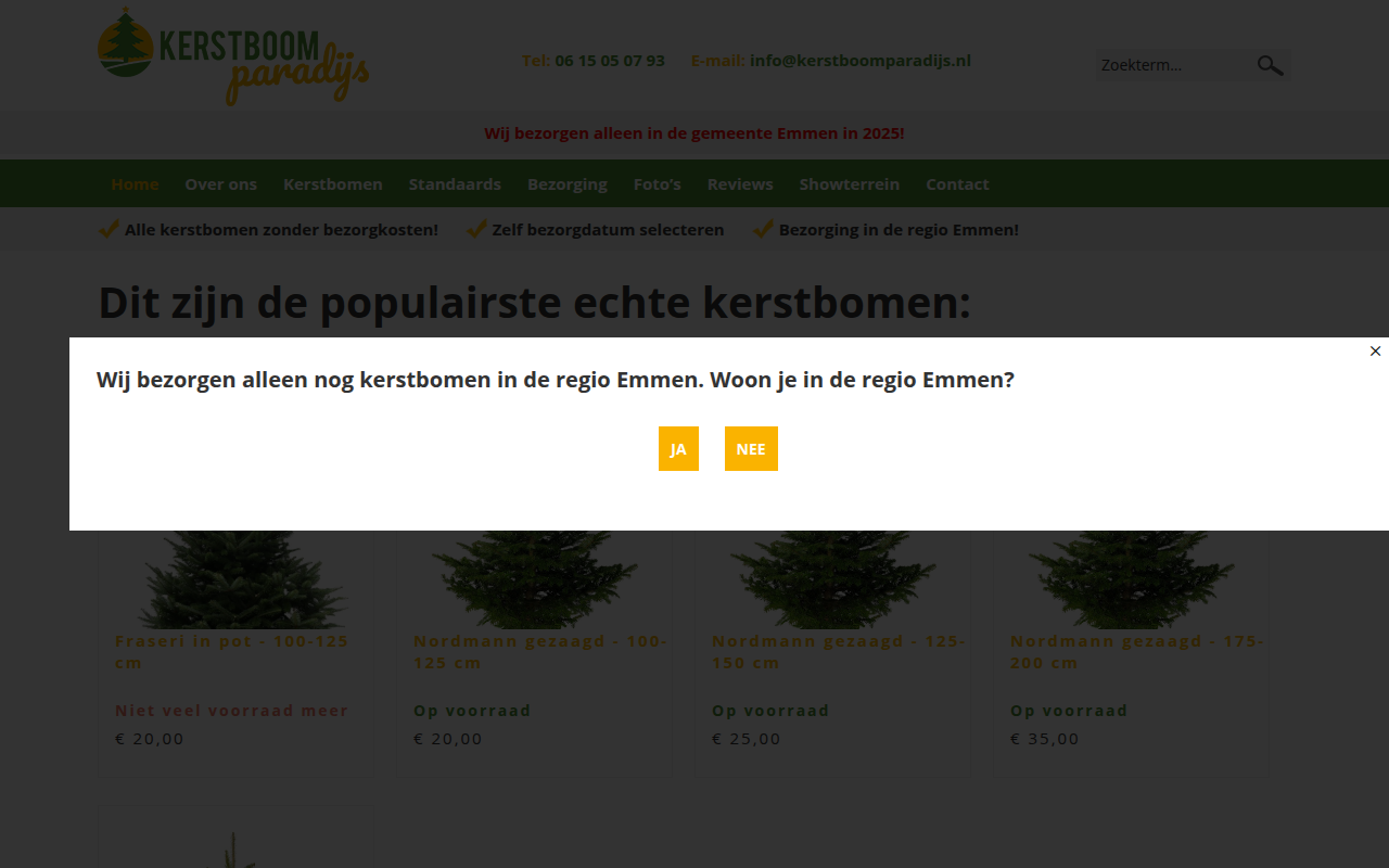 Screenshot van kerstboomparadijs.nl
