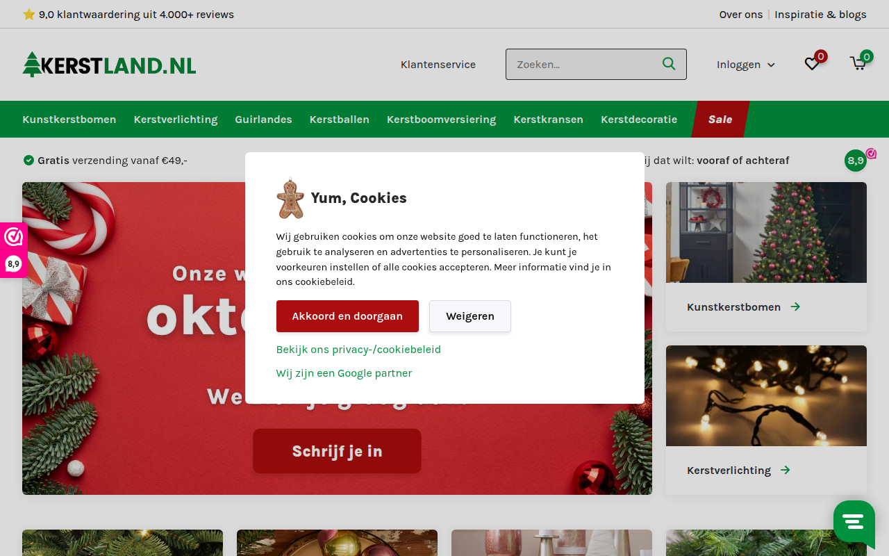 Screenshot van kerstland.nl