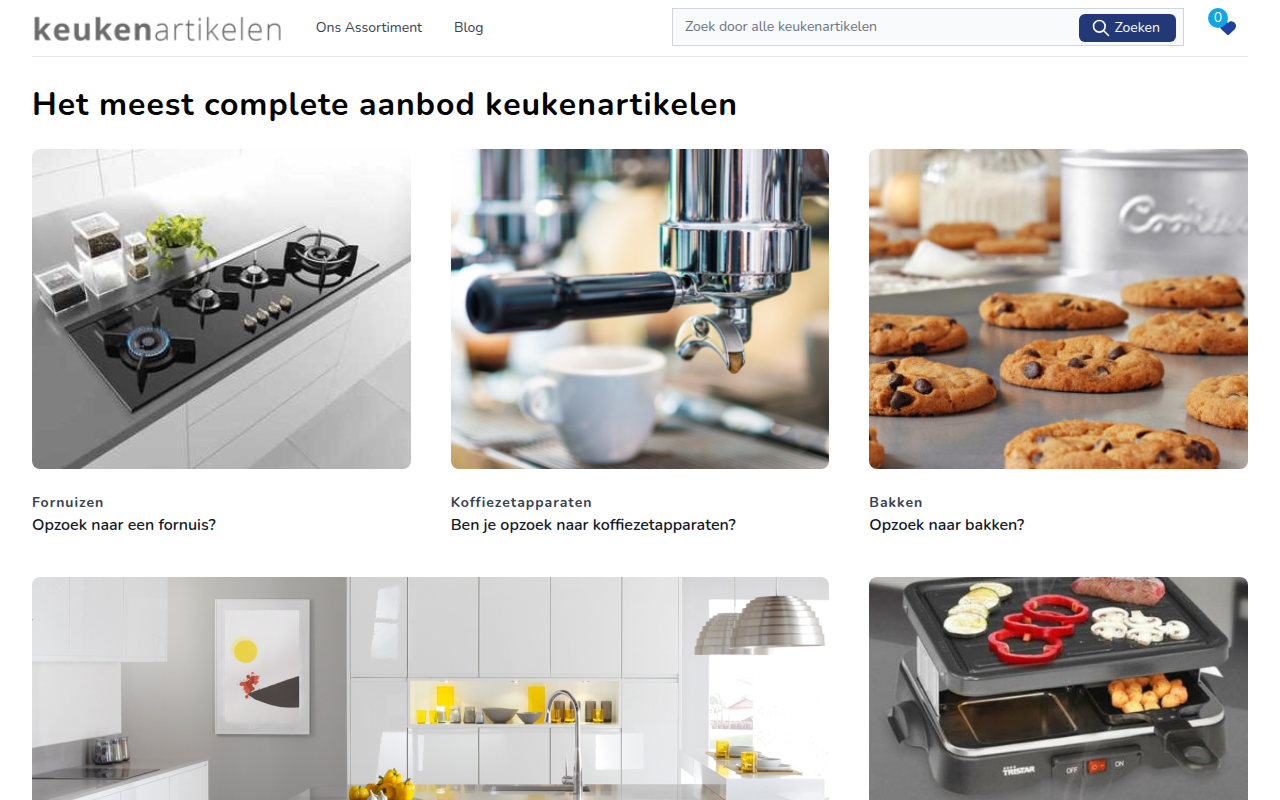 Screenshot van keukenartikelen.com