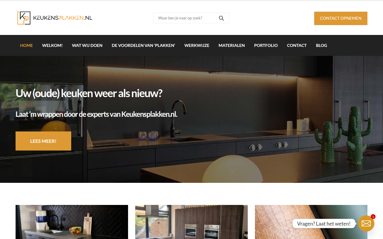 Screenshot van keukensplakken.nl