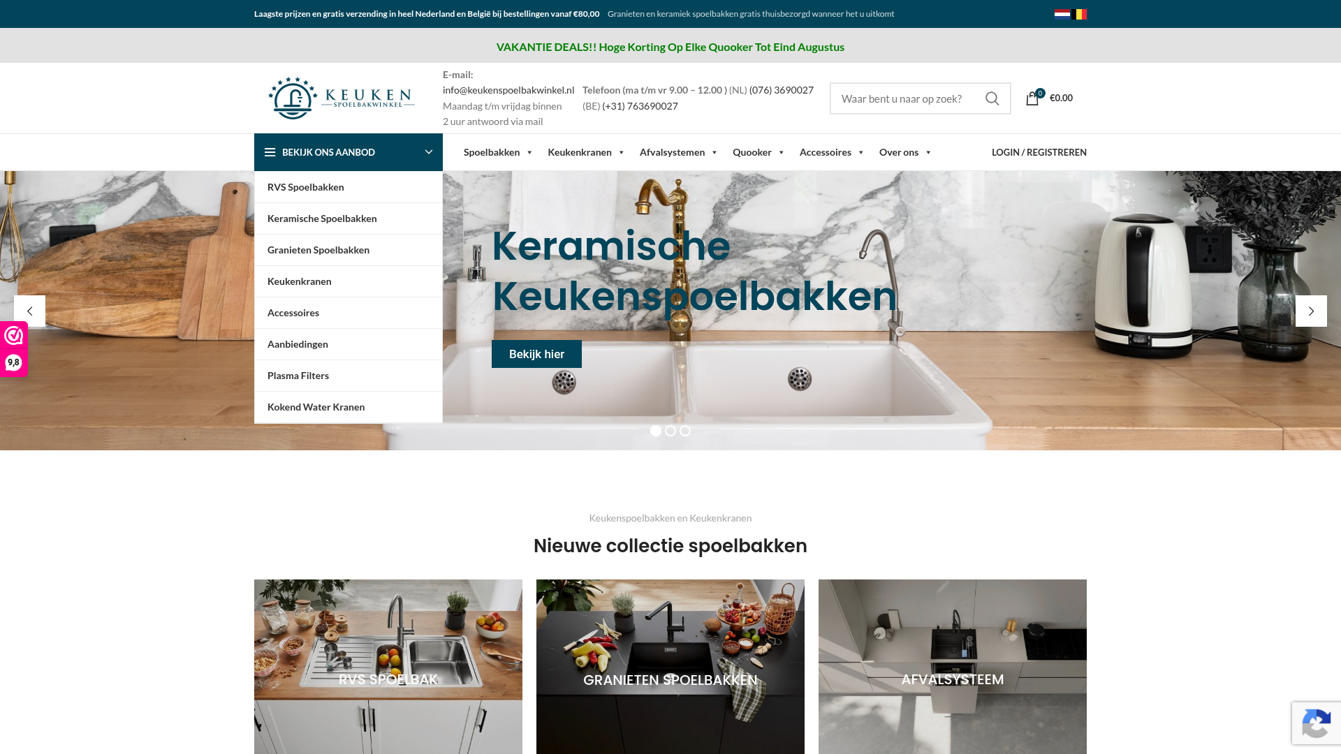 Screenshot van keukenspoelbakwinkel.nl