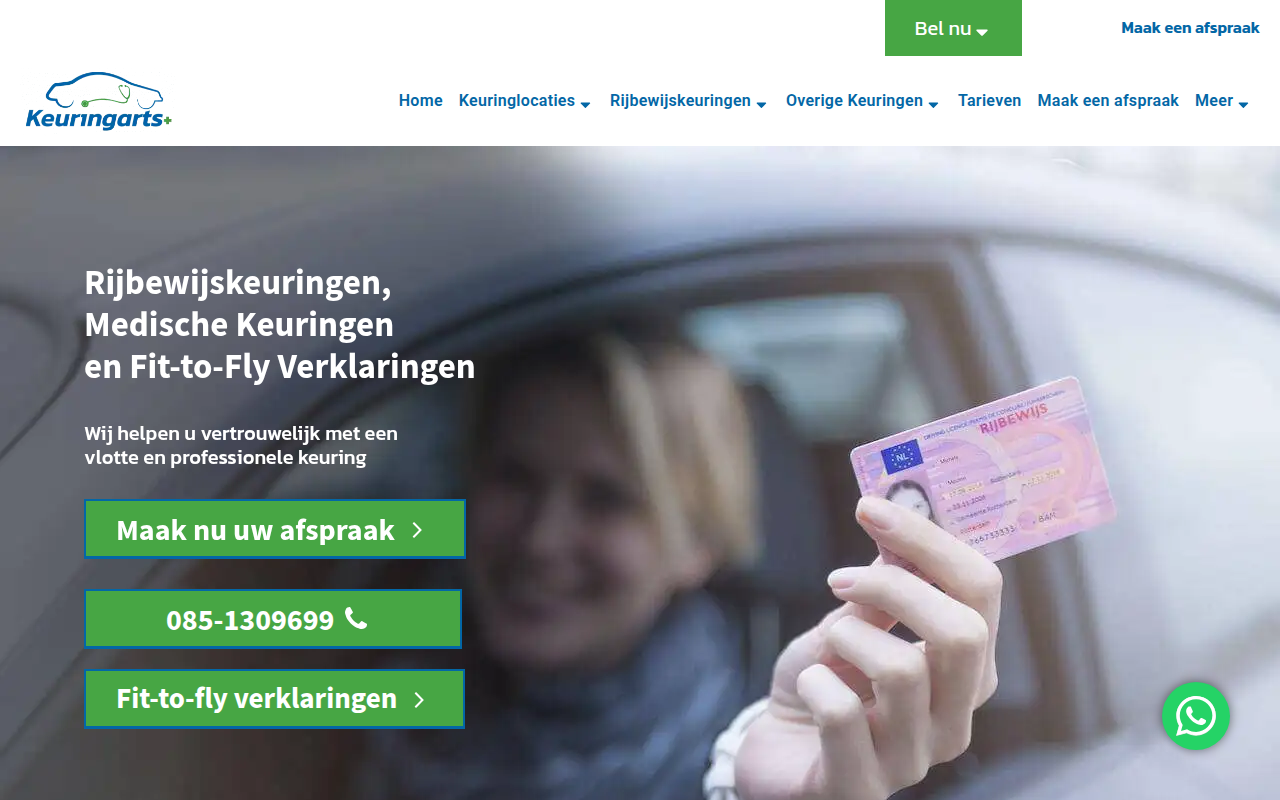 Screenshot van keuringarts.nl