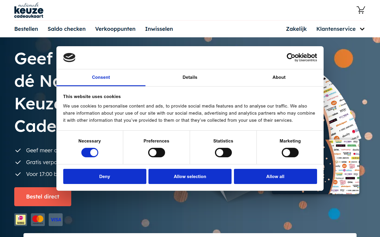 Screenshot van keuzekaart.nl