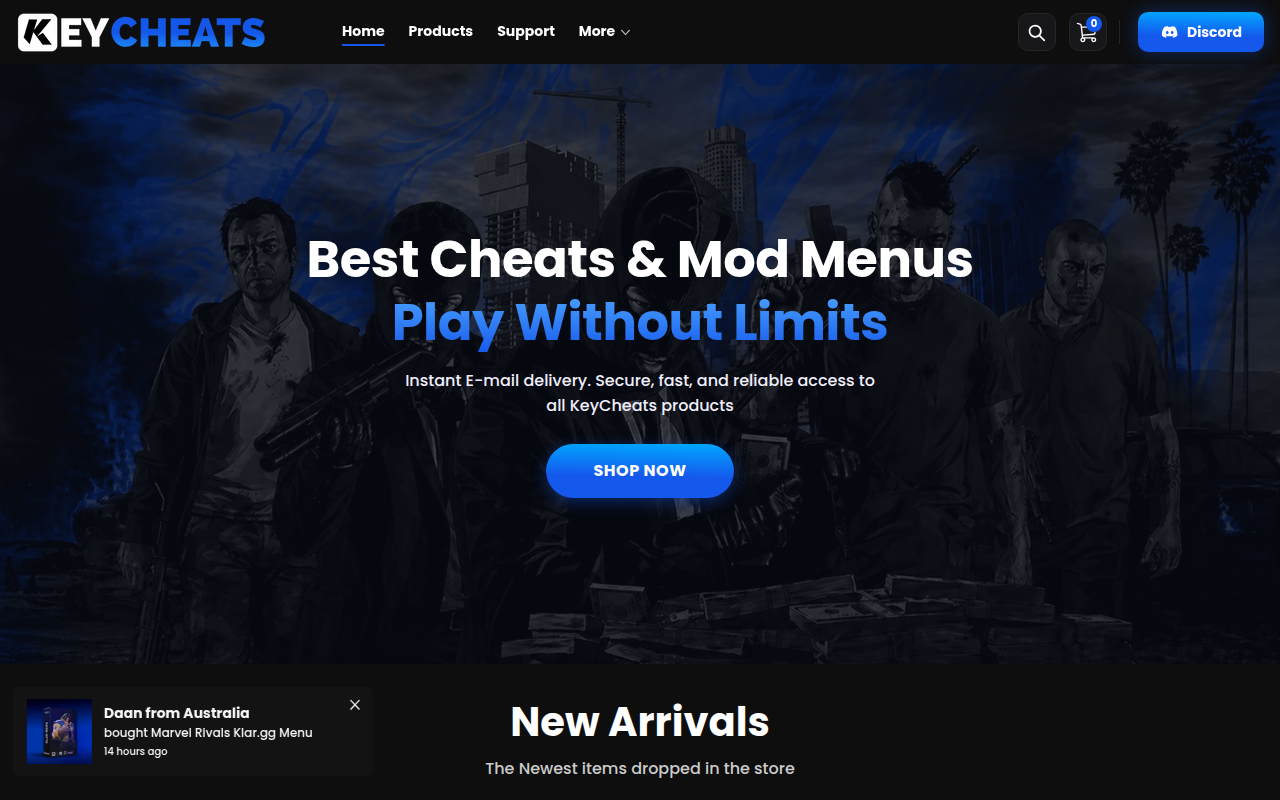 Screenshot van keycheats.com