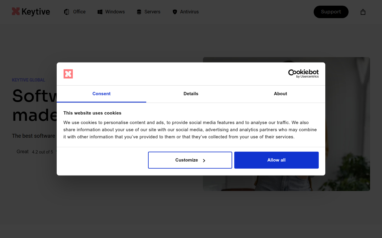 Screenshot van keytive.com