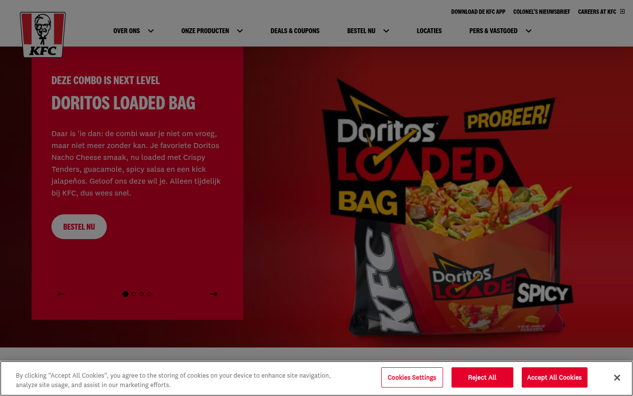 Screenshot van kfc.nl