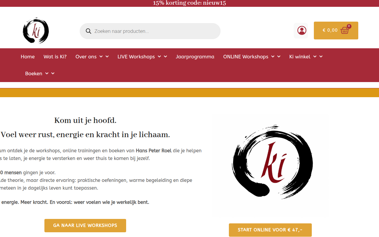 Screenshot van kicentrum.nl