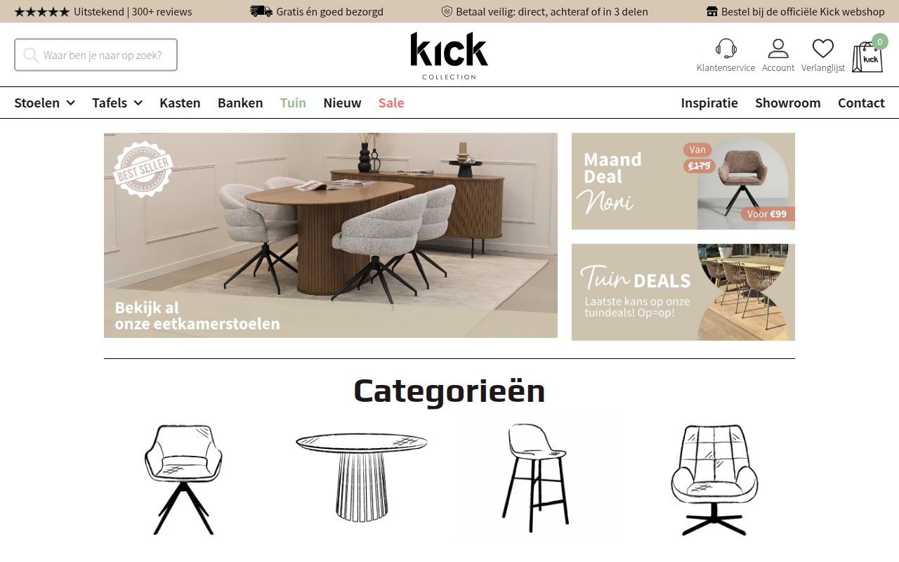 Screenshot van kickcollection.nl