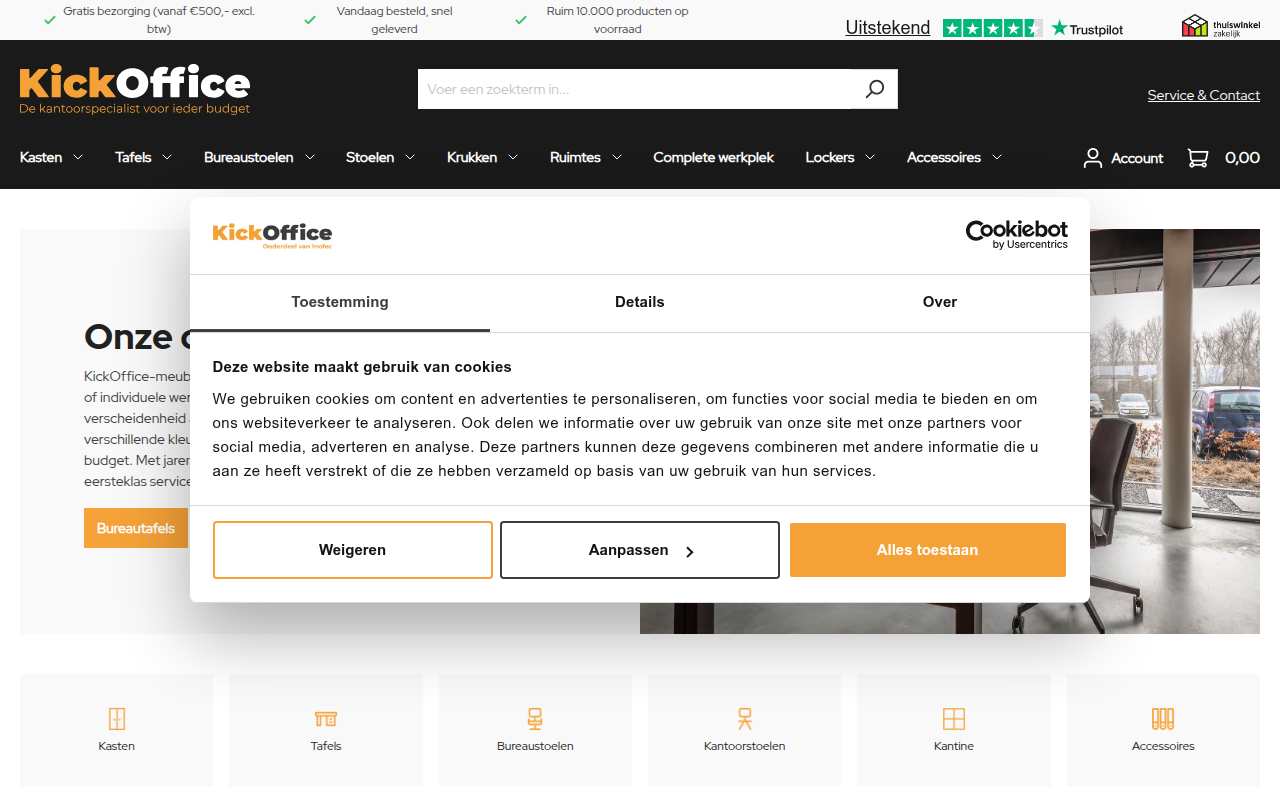 Screenshot van kickoffice.nl