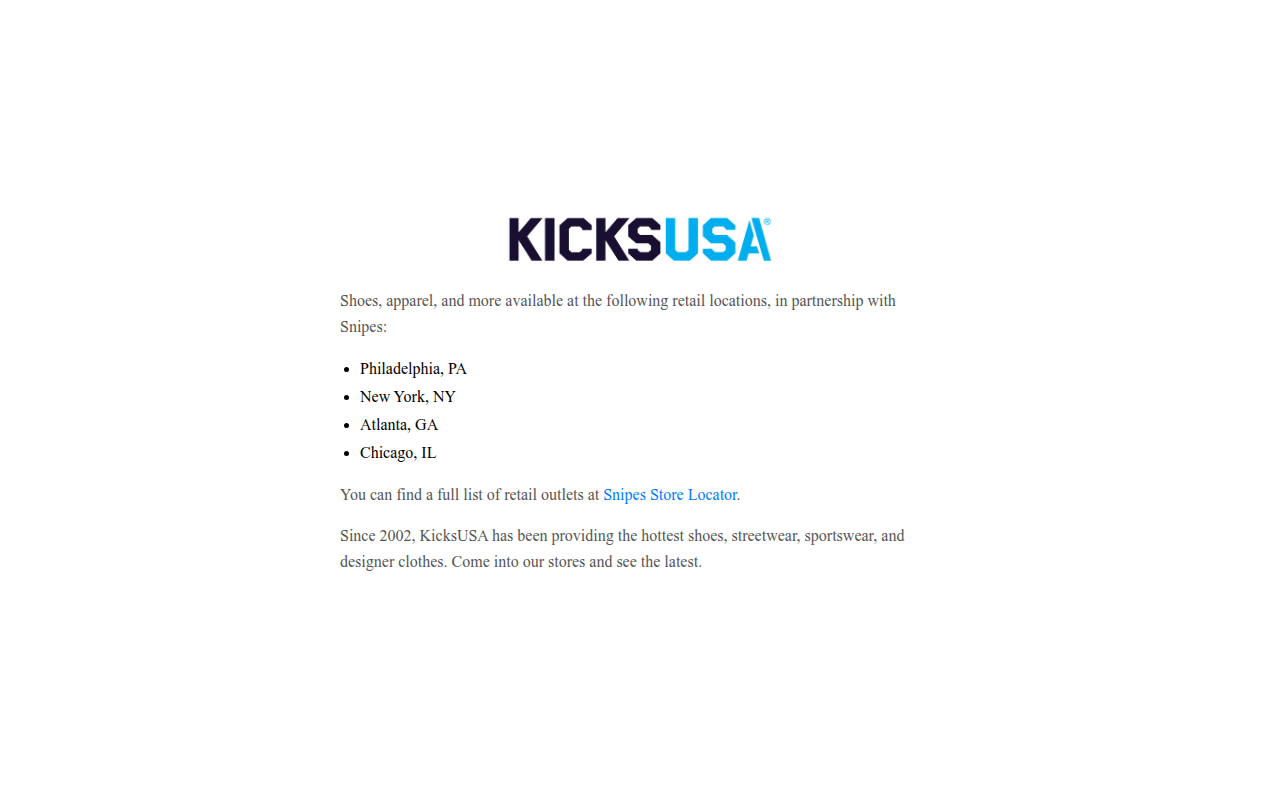 Screenshot van kicksusa.com