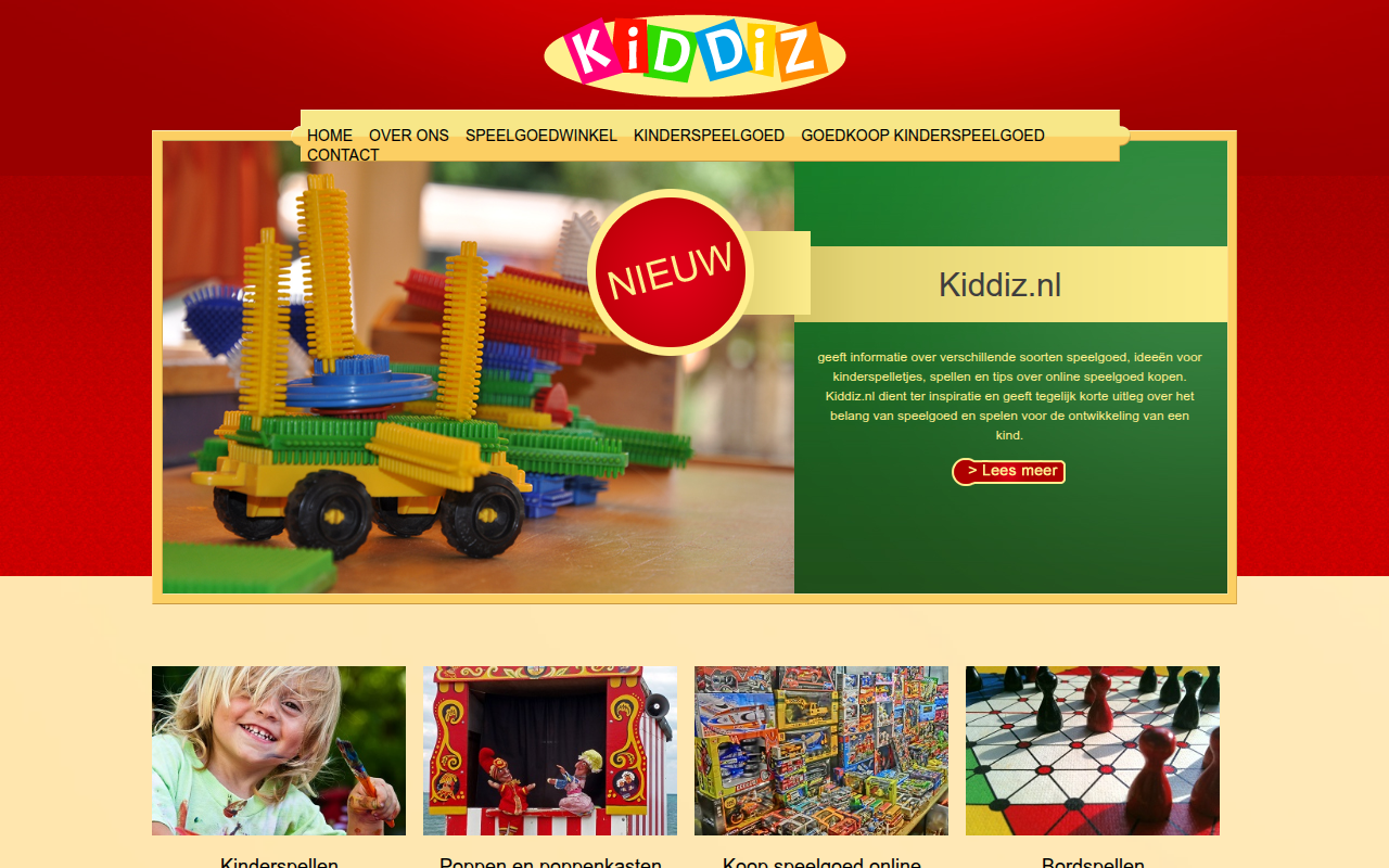 Screenshot van kiddiz.nl