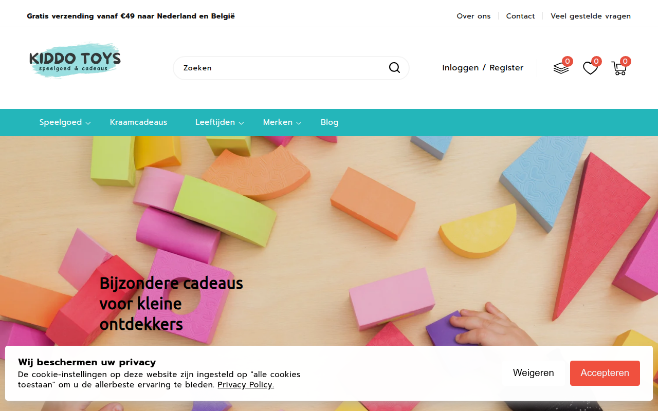 Screenshot van kiddotoys.nl