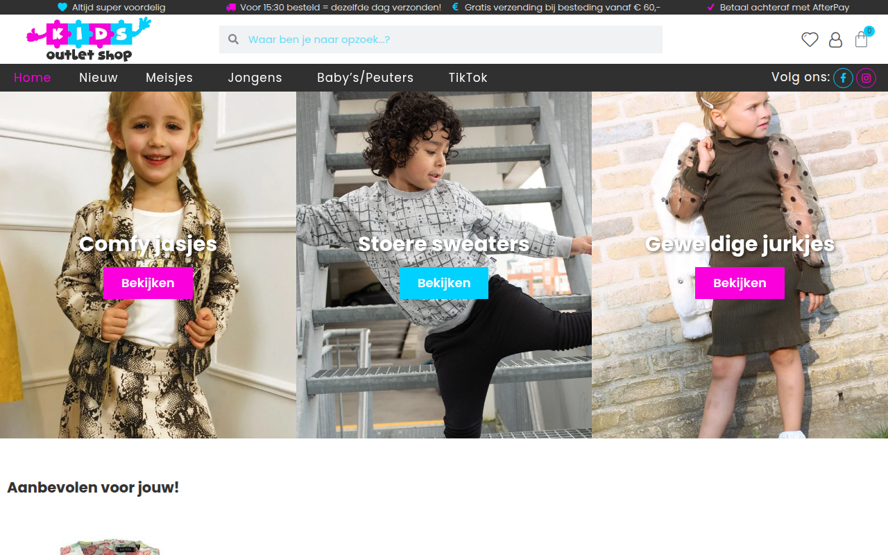 Screenshot van kids-outlet.shop