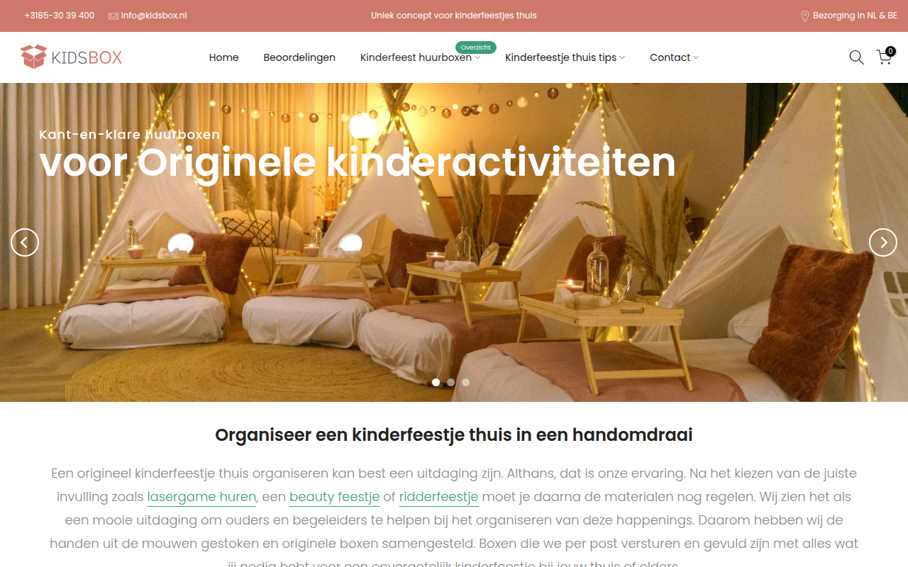 Screenshot van kidsbox.nl