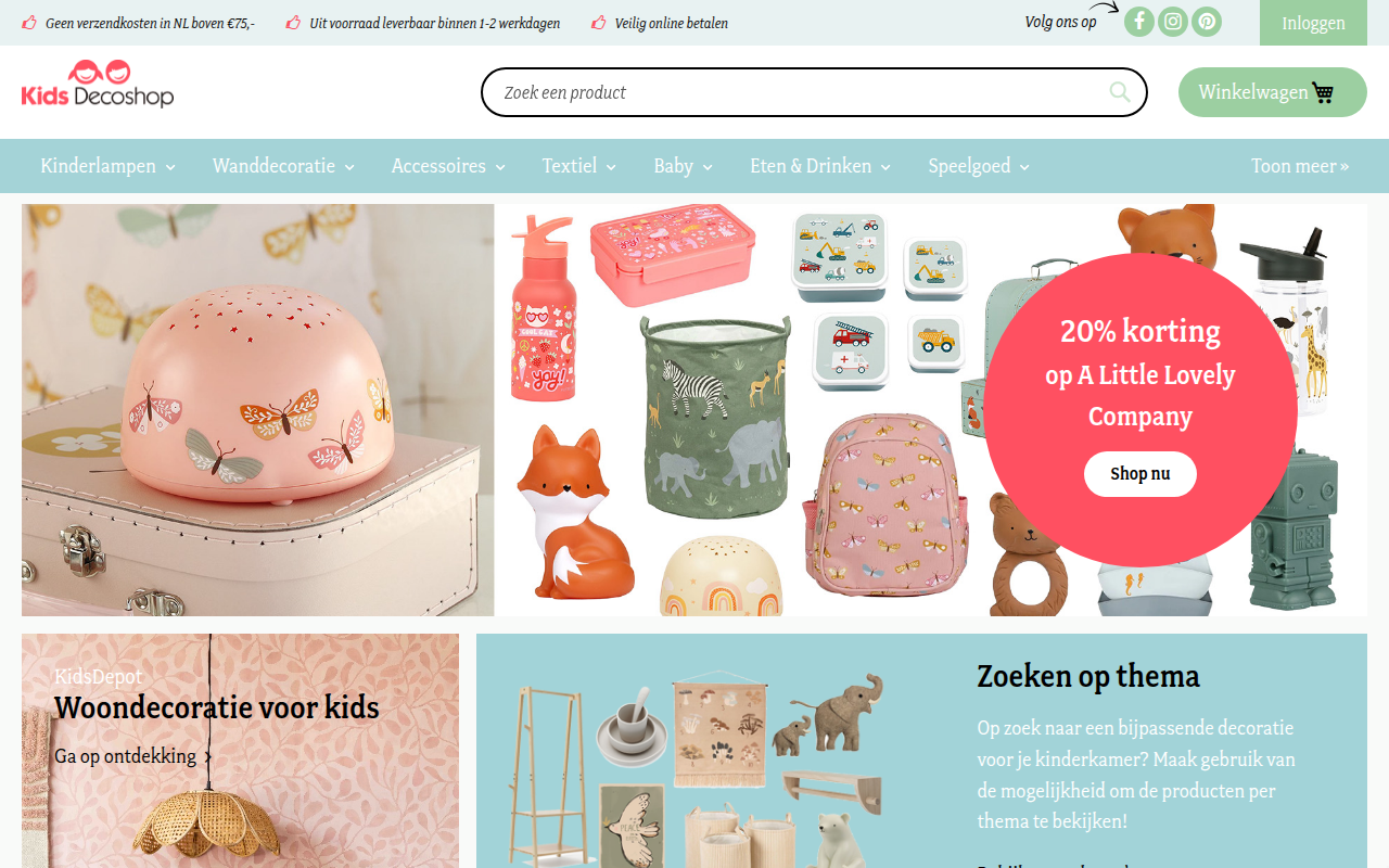Screenshot van kidsdecoshop.nl