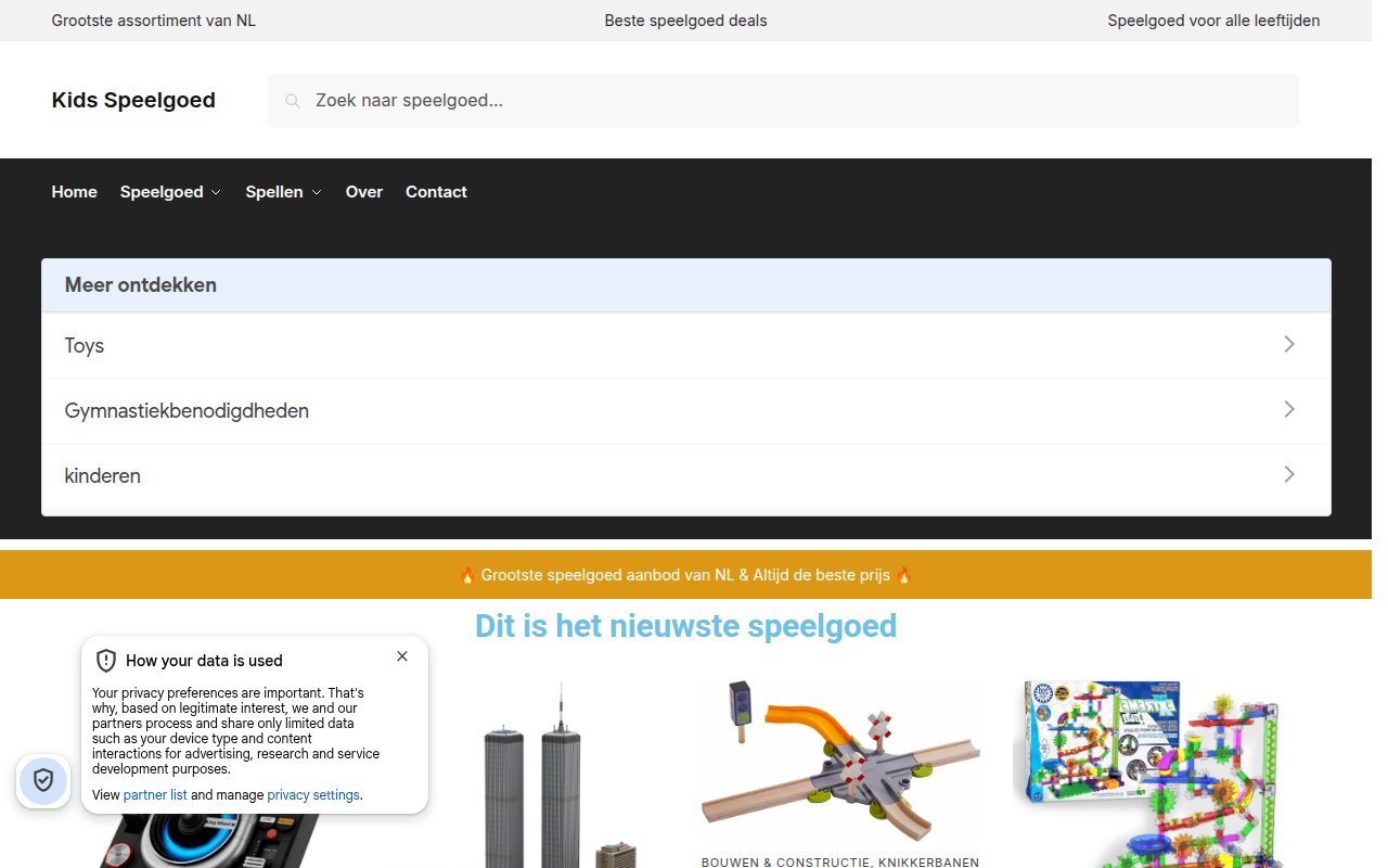 Screenshot van kidsspeelgoed.nl