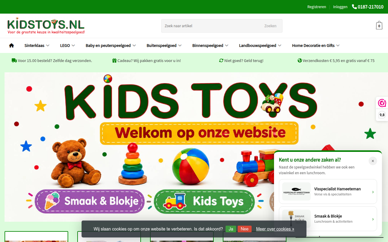 Screenshot van kidstoys.nl