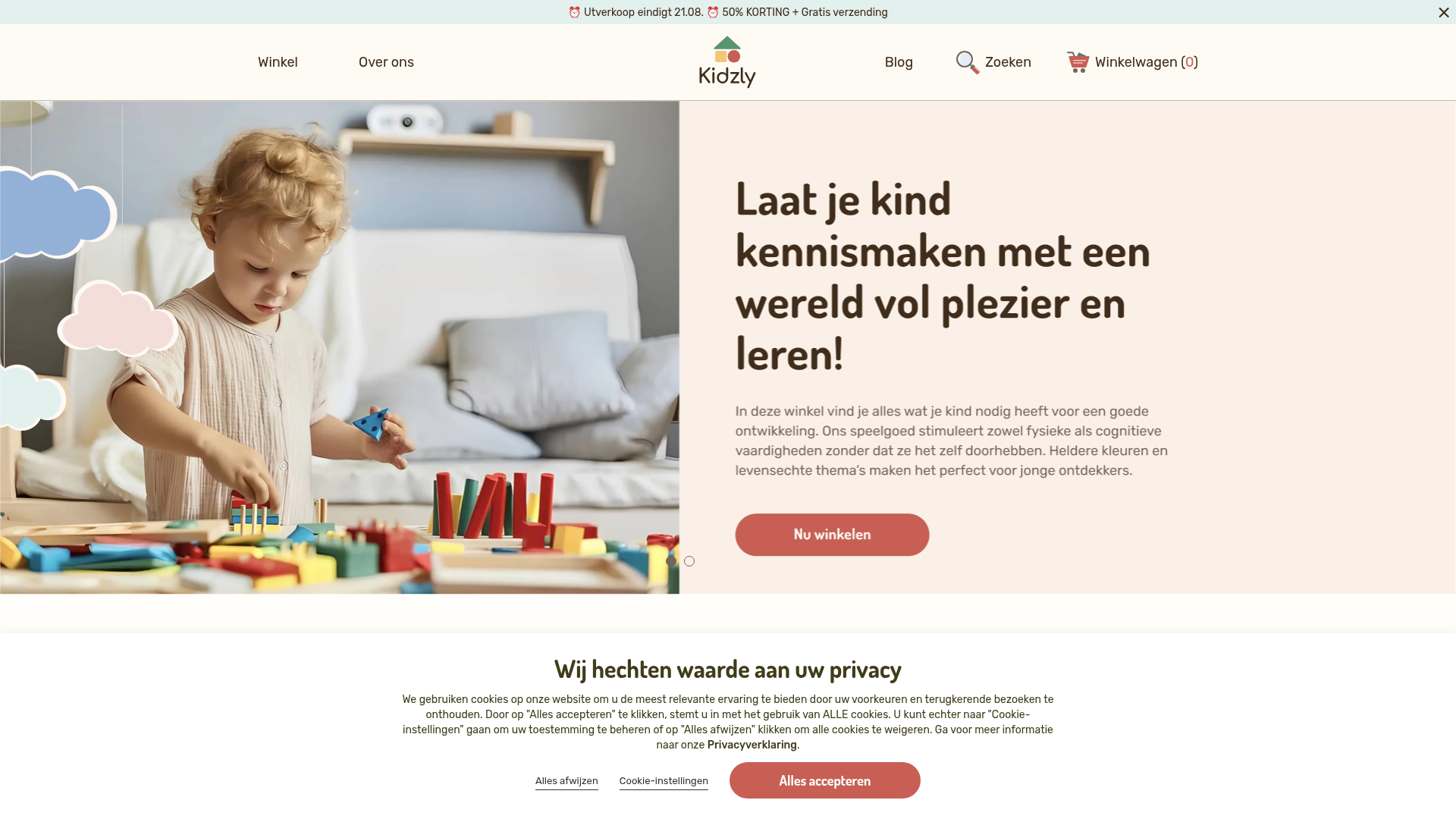 Screenshot van kidzly.nl