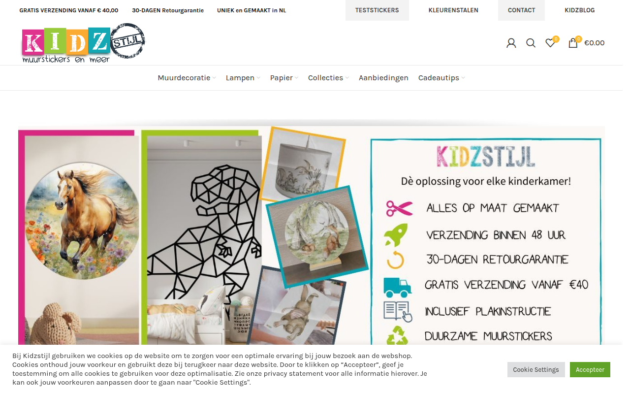 Screenshot van kidzstijl.nl