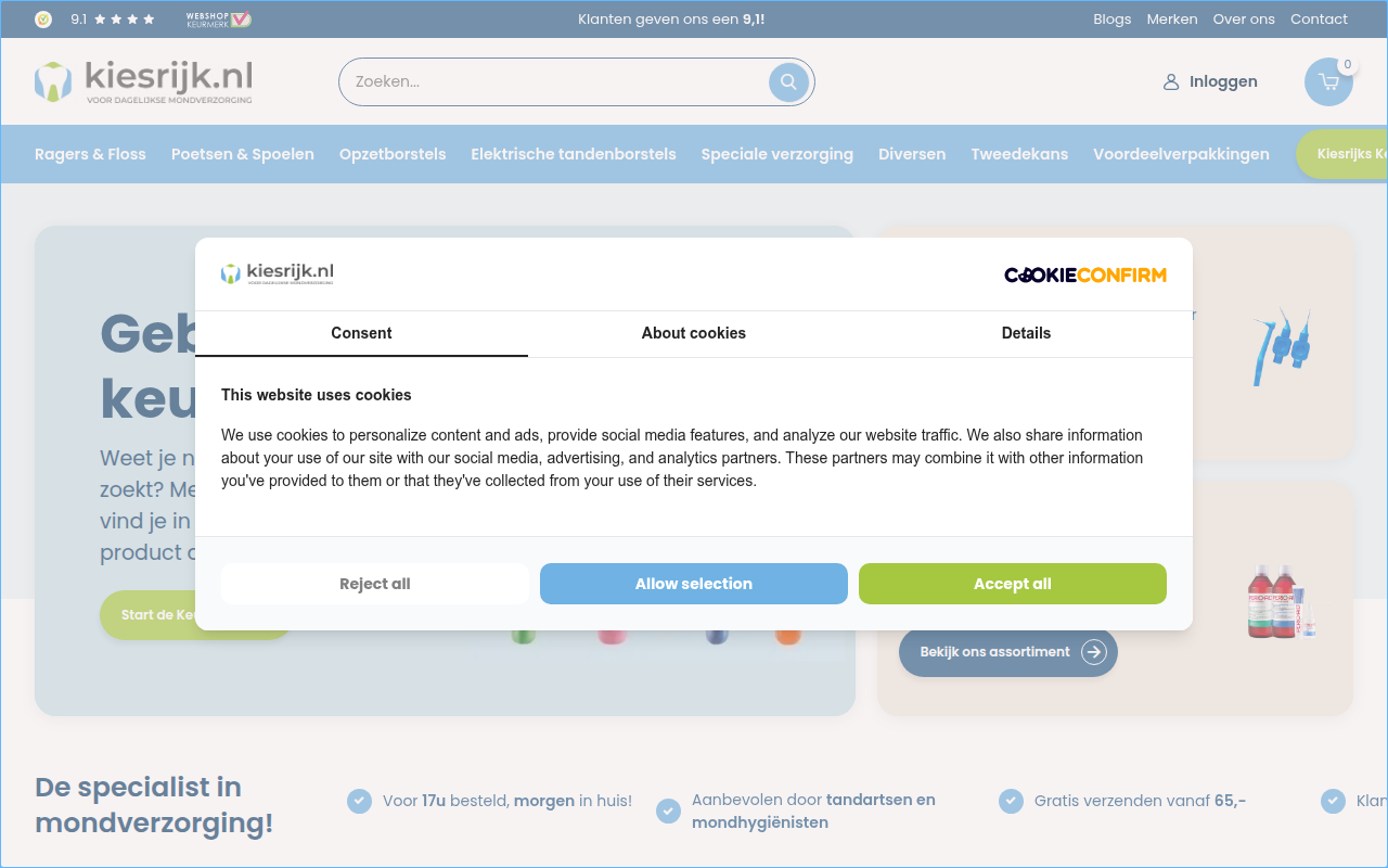 Screenshot van kiesrijk.nl