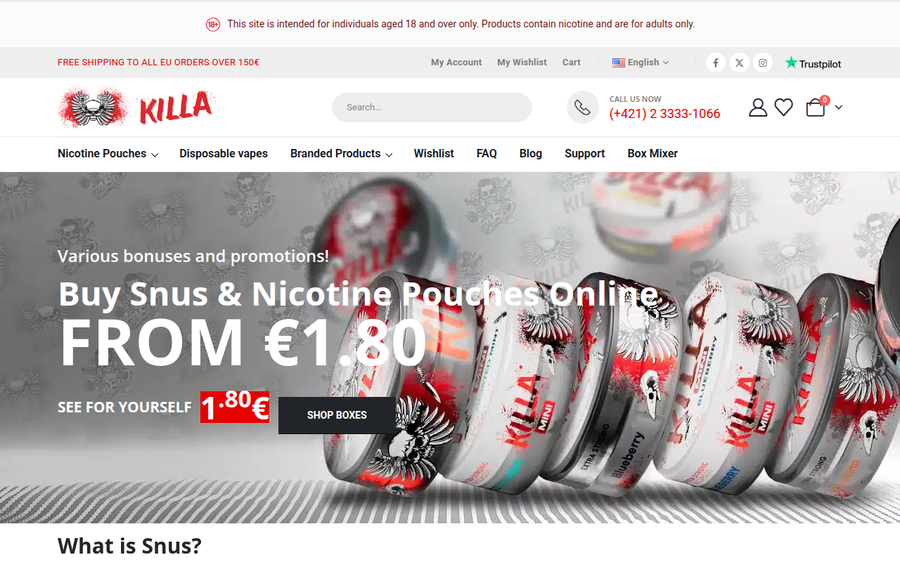 Screenshot van killapods.eu
