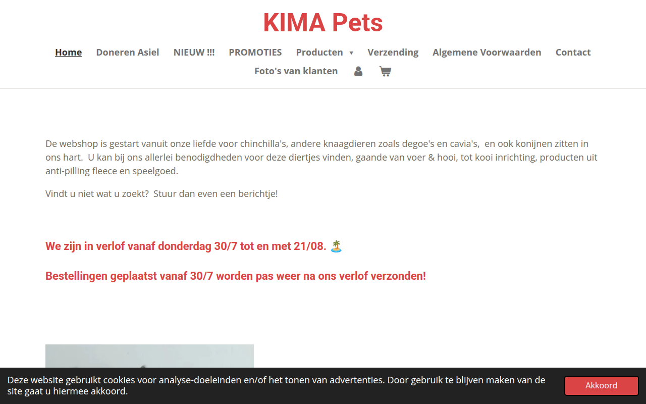 Screenshot van kima-pets.be