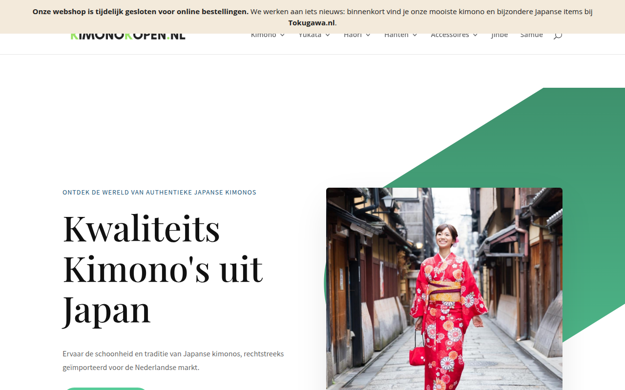 Screenshot van kimonokopen.nl