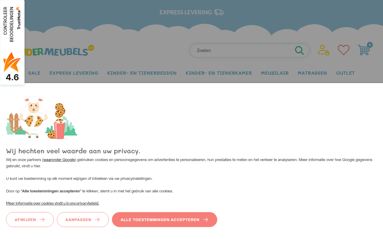 Screenshot van kinder-meubels24.nl