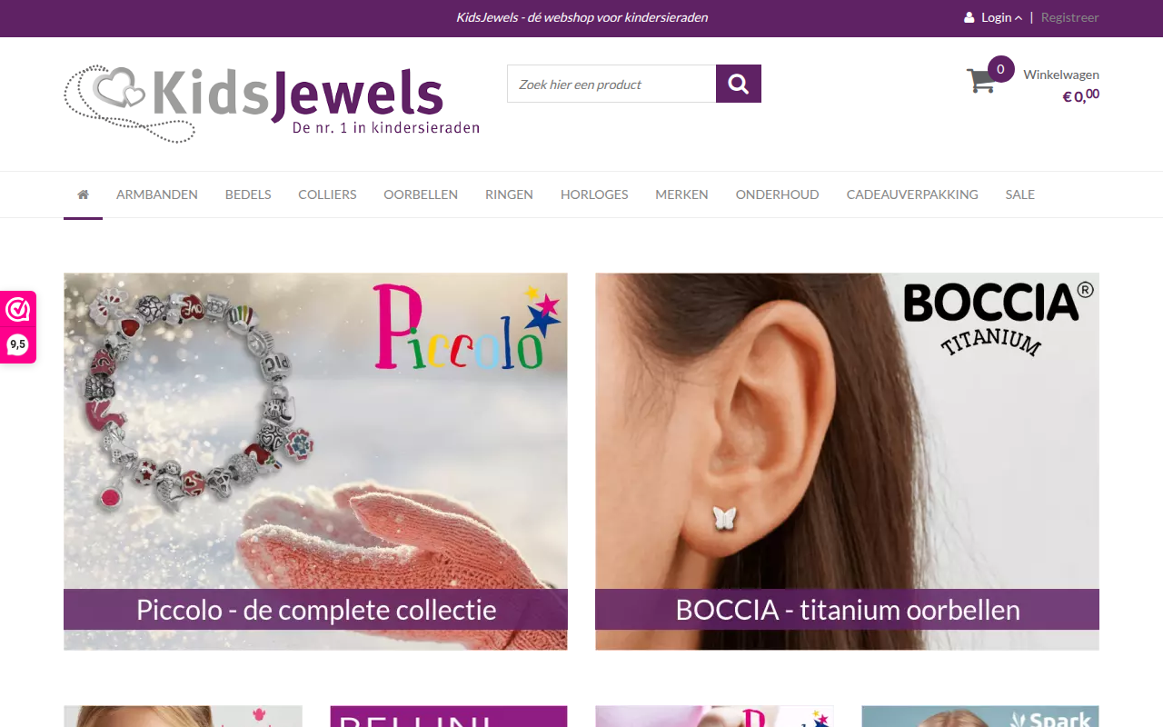 Screenshot van kinder-sieraden.nl