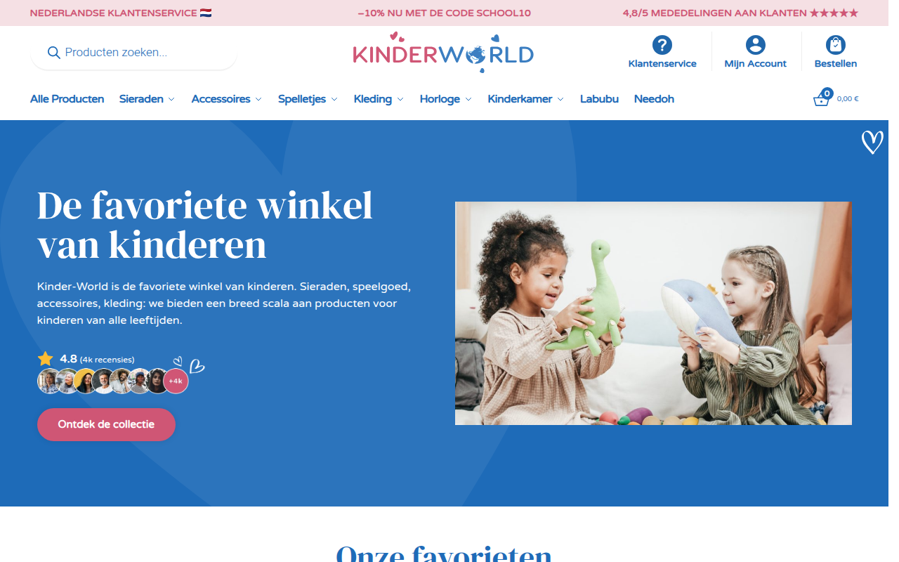 Screenshot van kinder-world.nl
