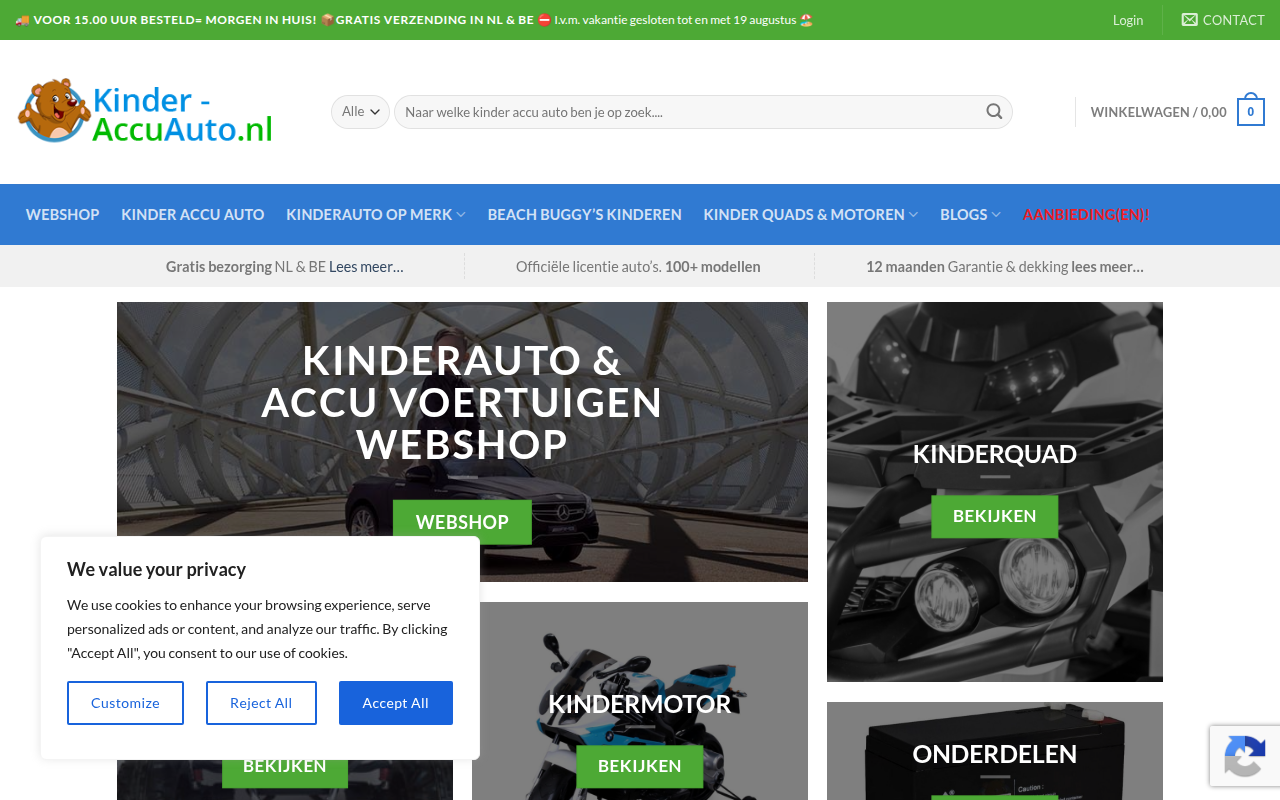 Screenshot van kinderaccuauto.nl