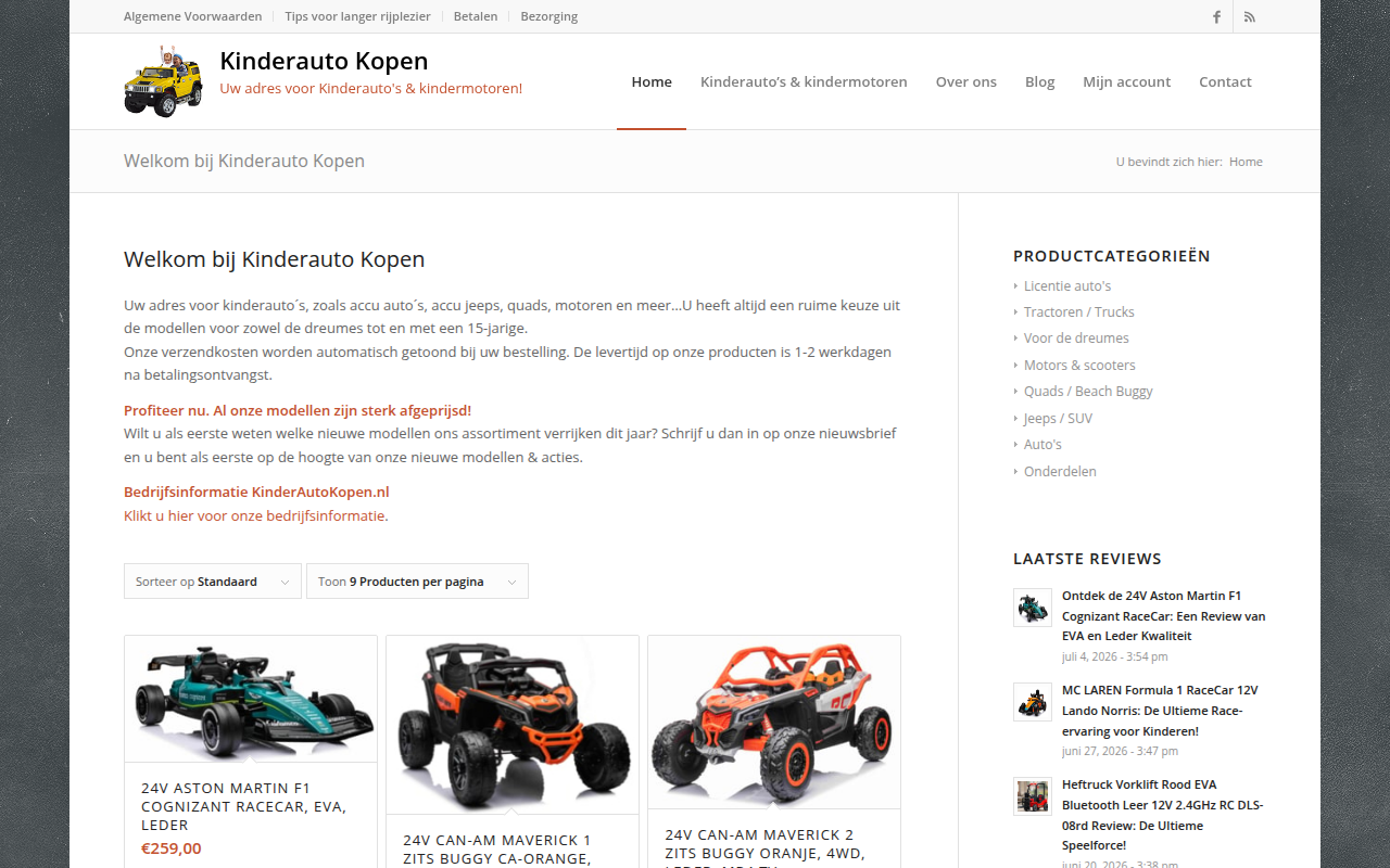 Screenshot van kinderautokopen.nl