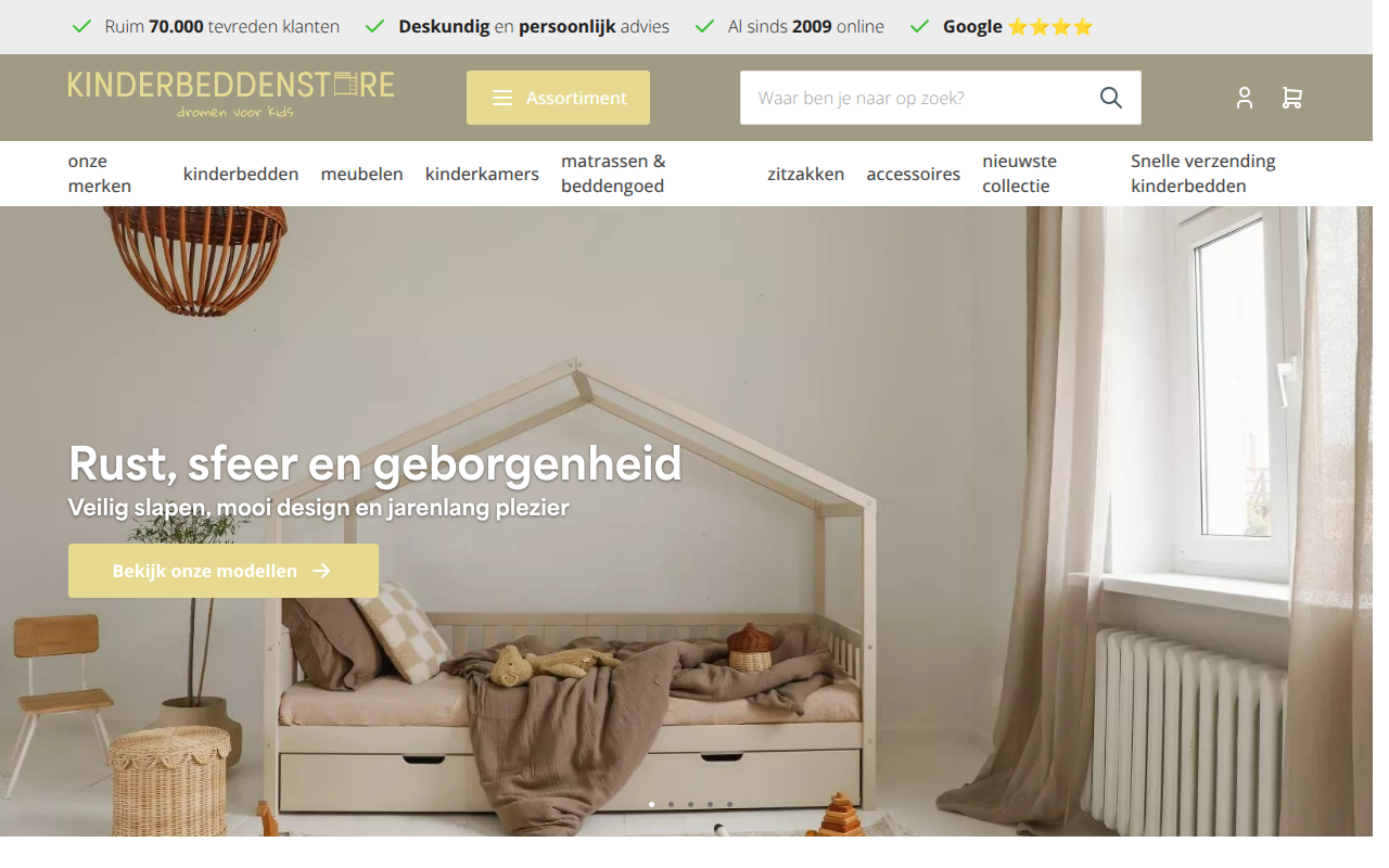 Screenshot van kinderbeddenstore.nl