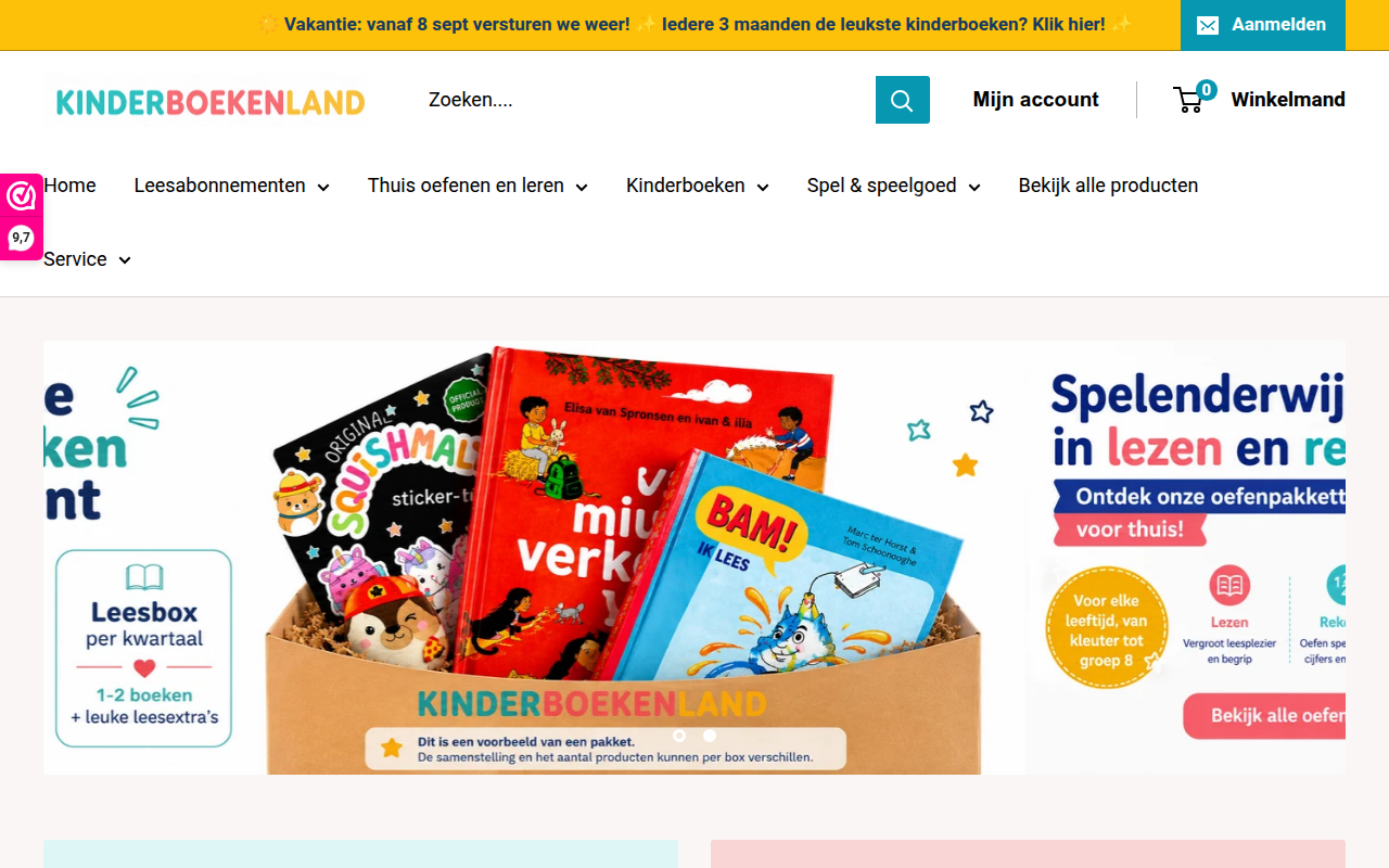 Screenshot van kinderboekenland.nl
