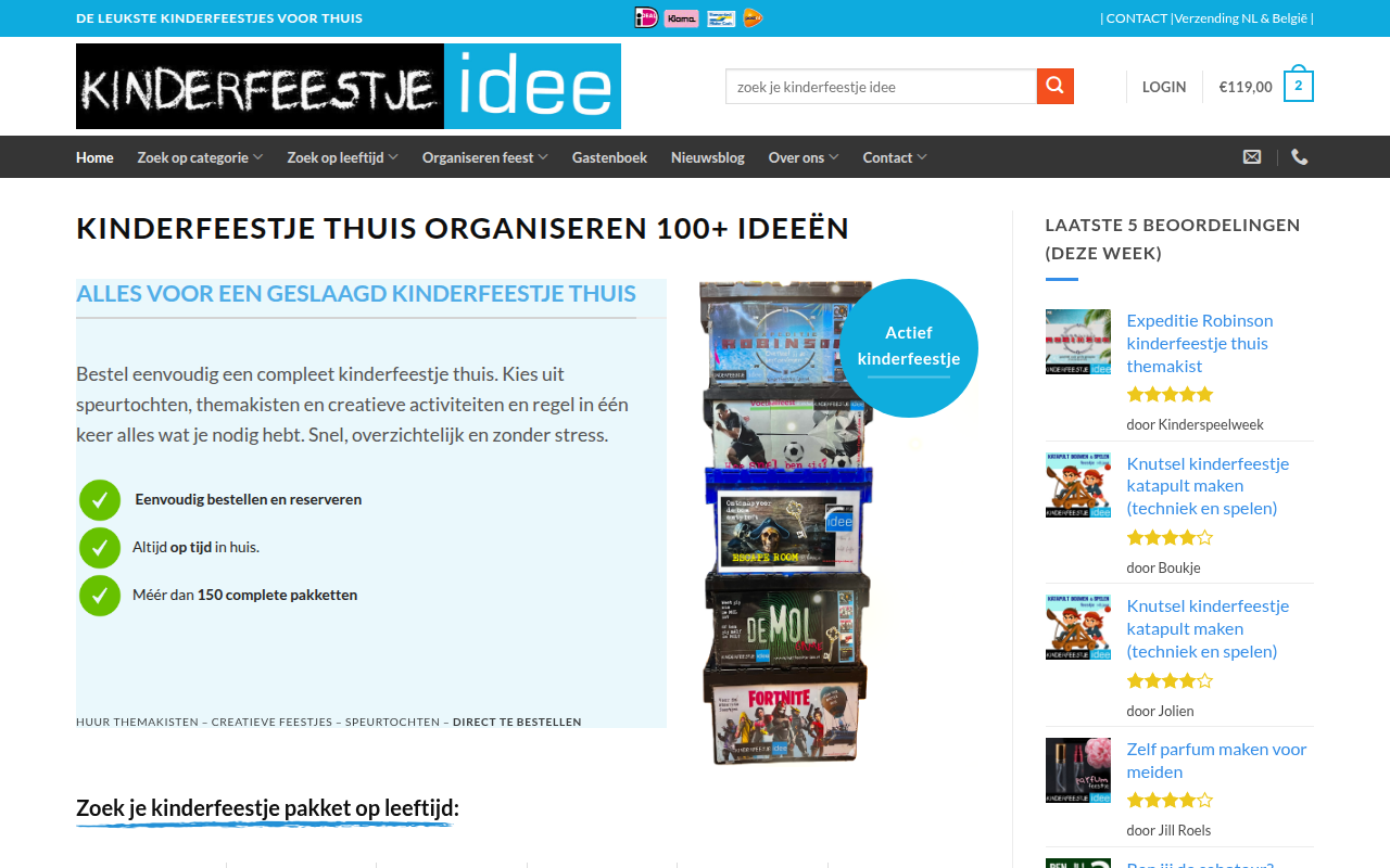 Screenshot van kinderfeestje-idee.nl