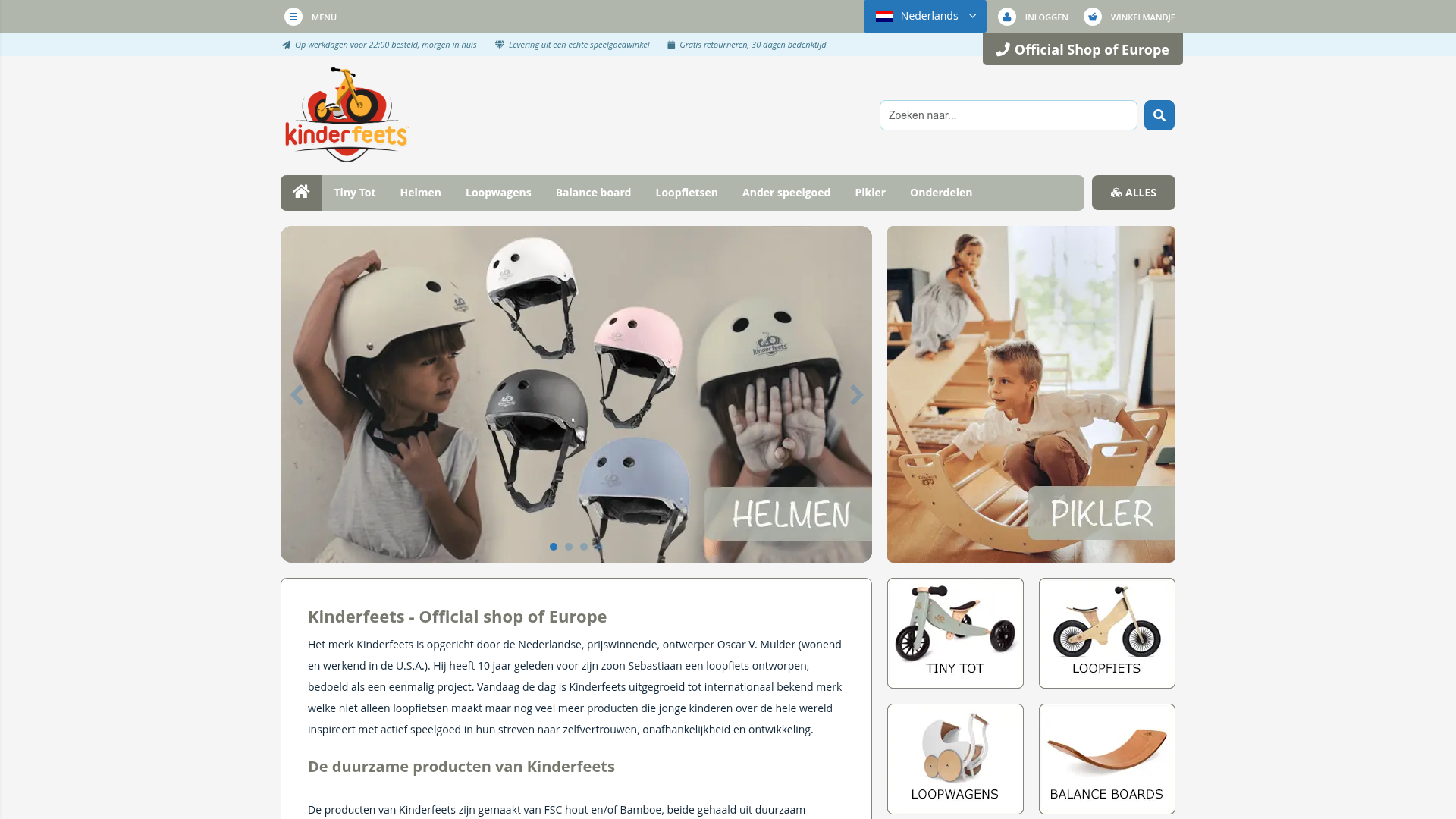 Screenshot van kinderfeets.eu