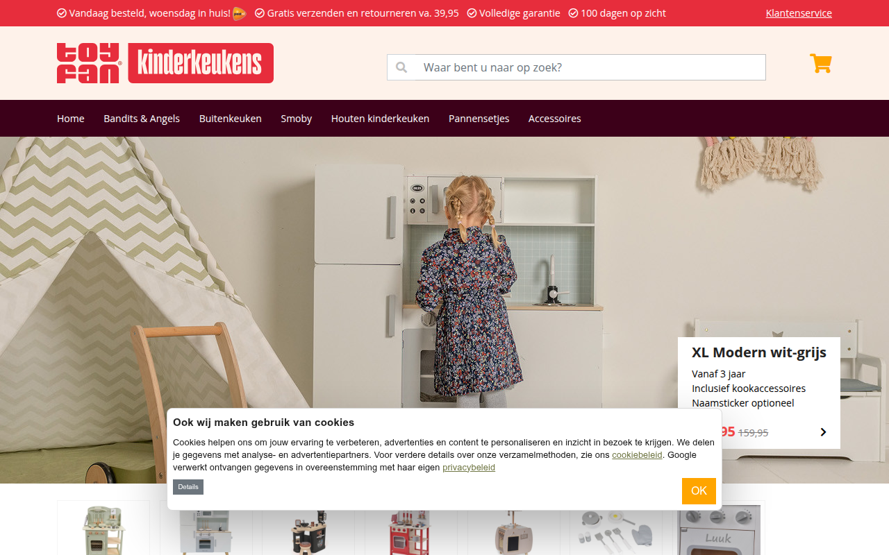 Screenshot van kinderkeuken.nl