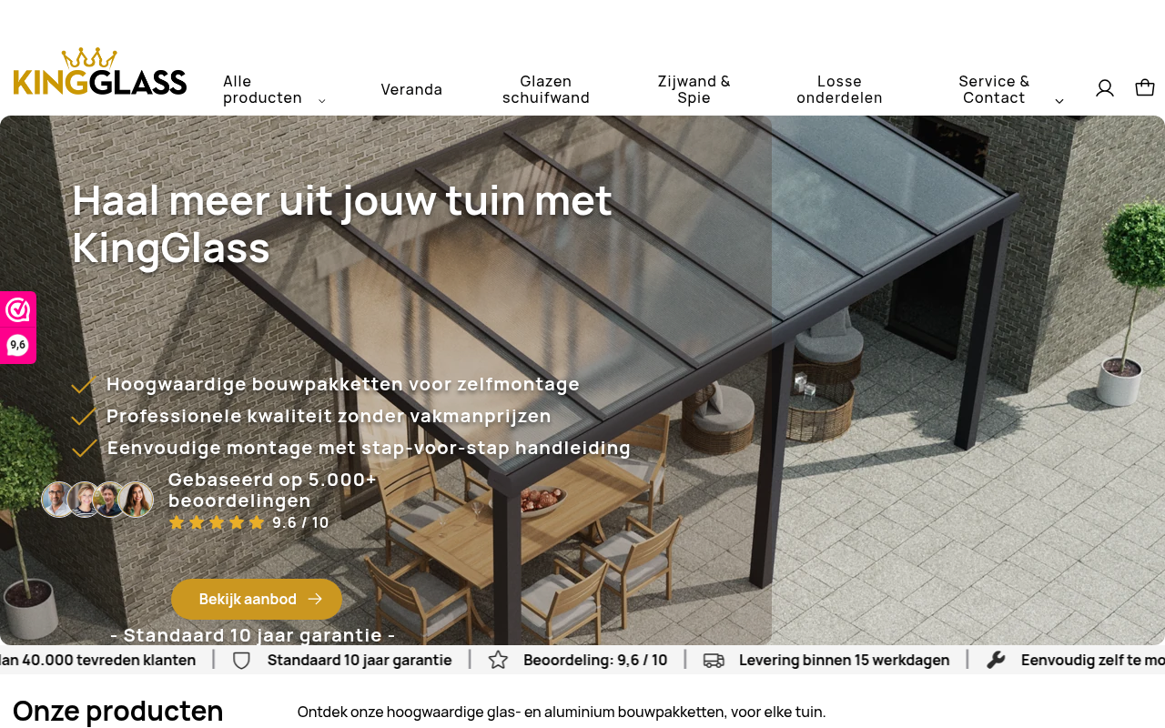 Screenshot van kingglass.nl