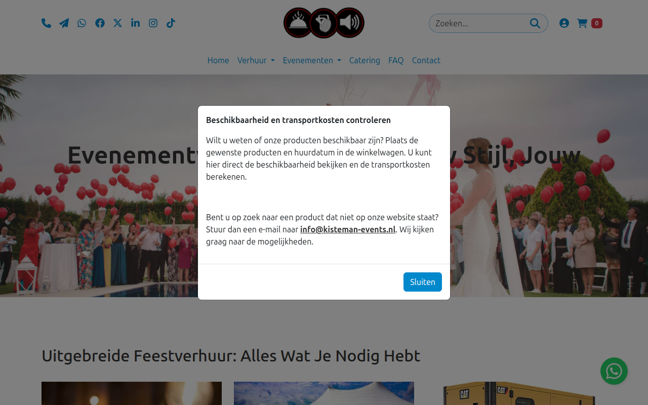 Screenshot van kisteman-events.nl