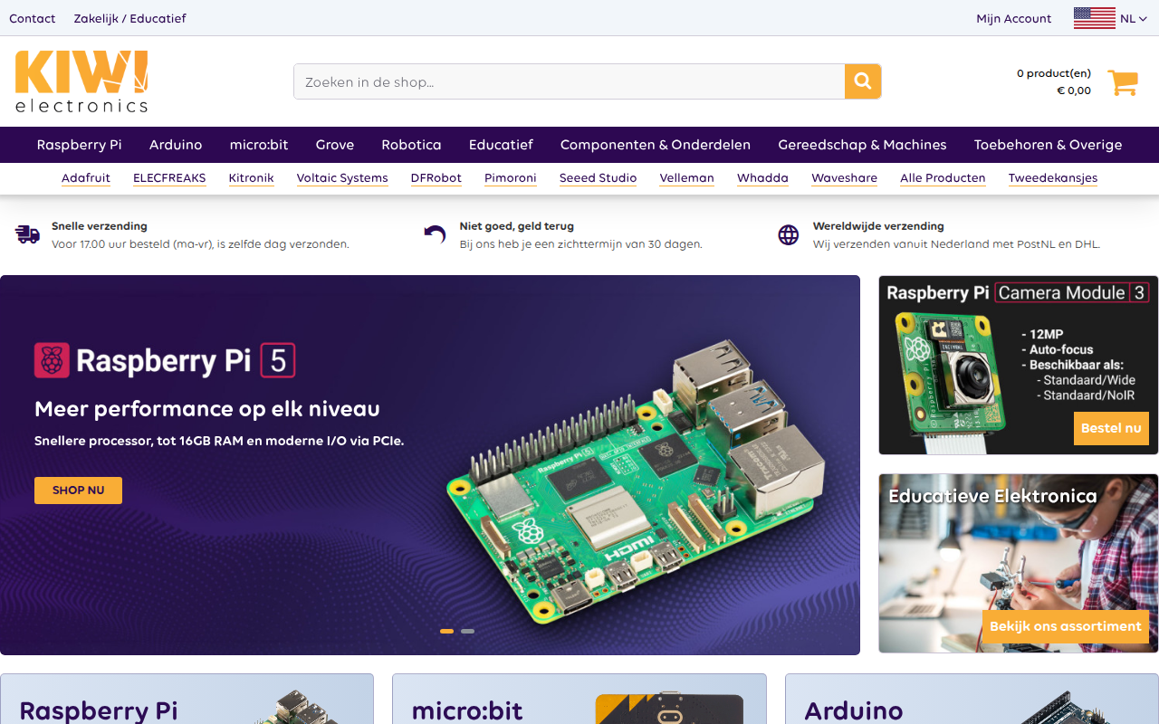 Screenshot van kiwi-electronics.com