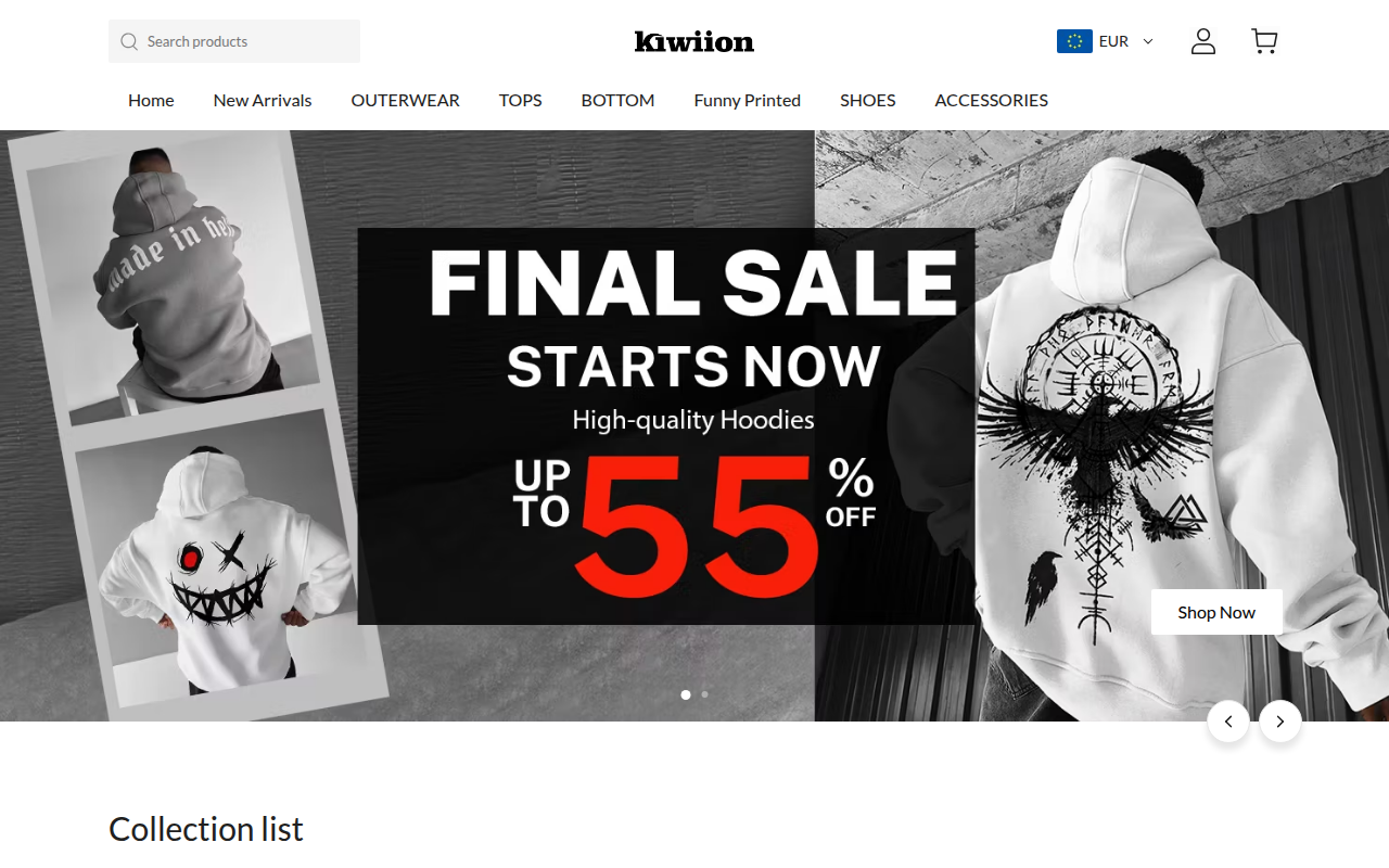 Screenshot van kiwiion.com