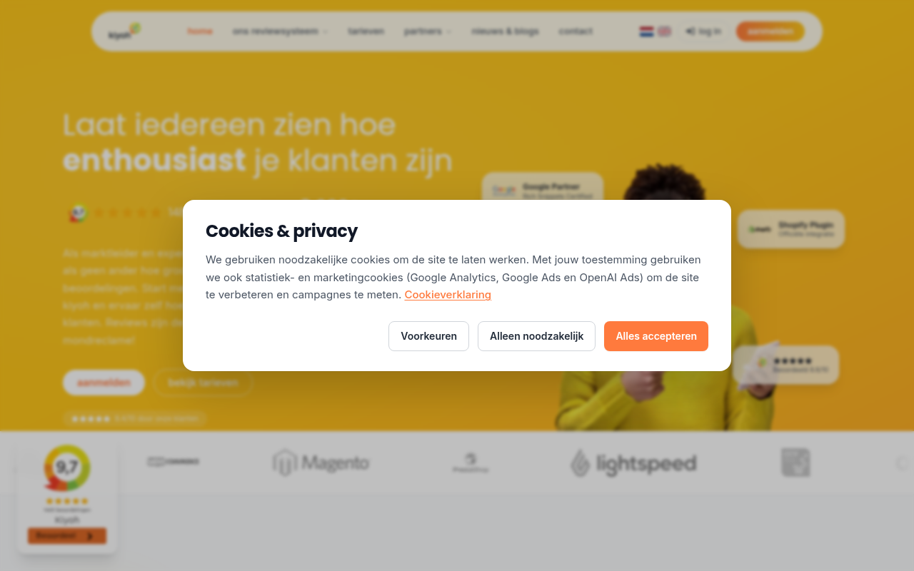 Screenshot van kiyoh.com