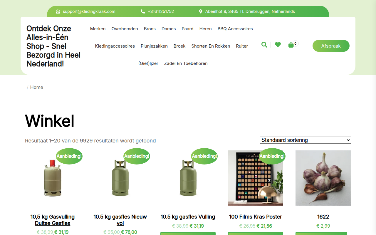 Screenshot van kledingkraak.com