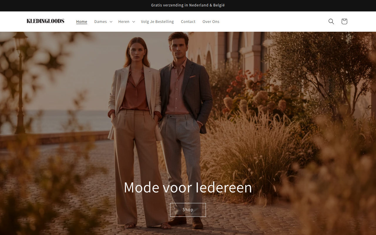 Screenshot van kledingloods.nl