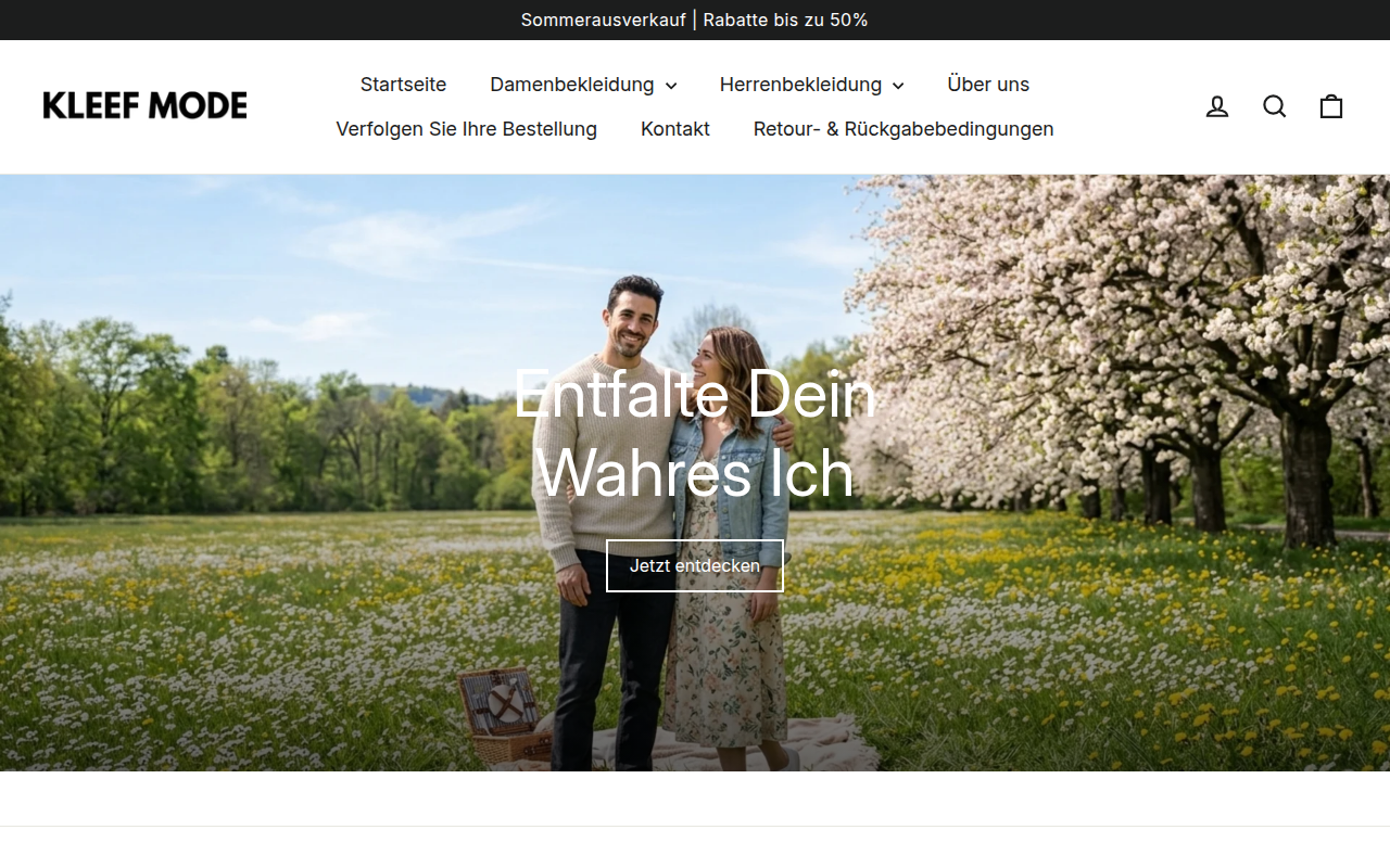 Screenshot van kleefmode.nl