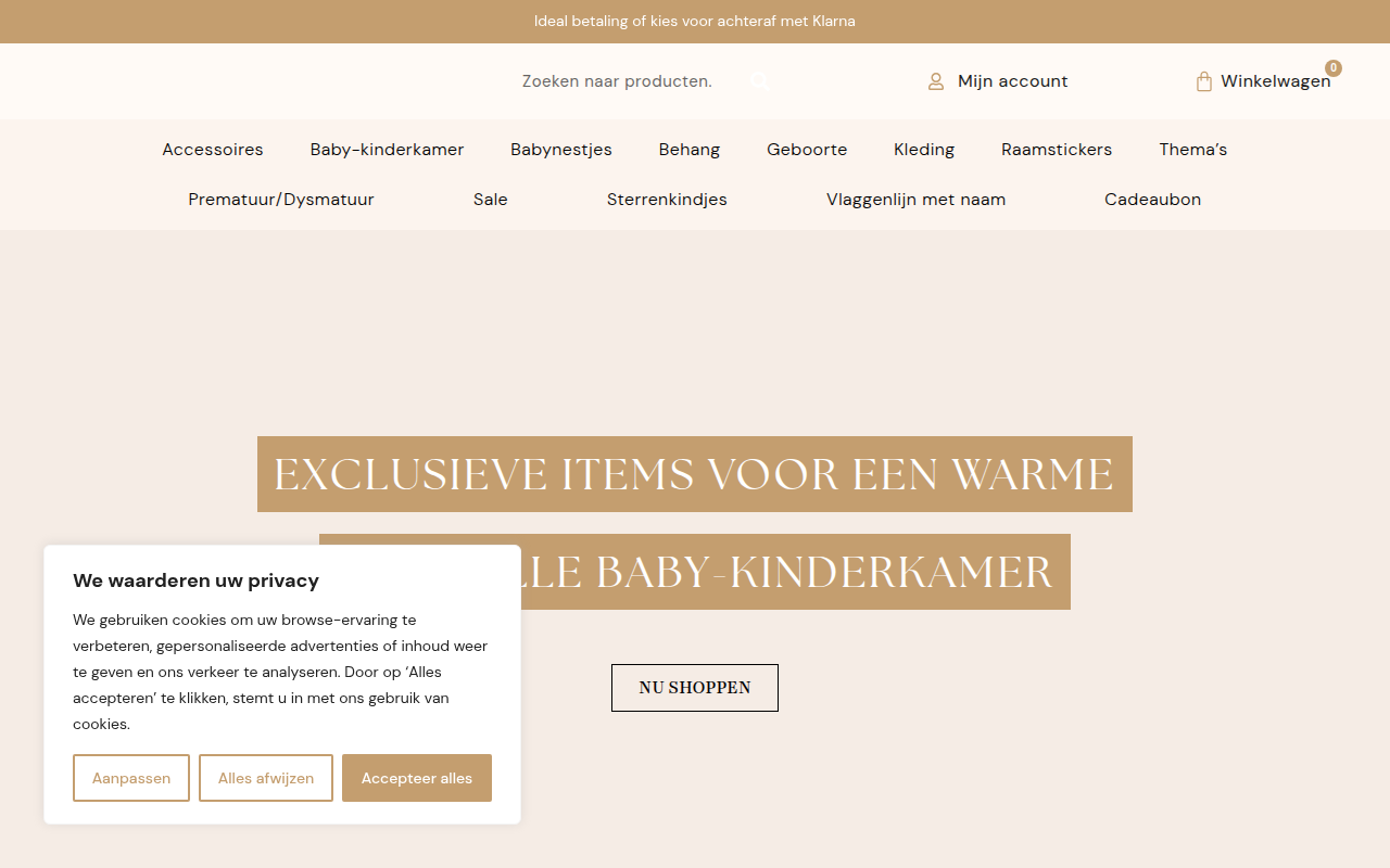 Screenshot van kleinebinky.nl
