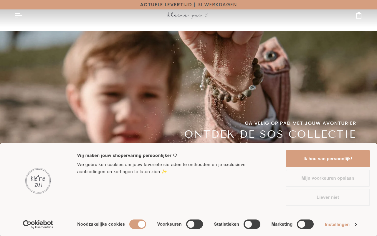 Screenshot van kleinezus.nl